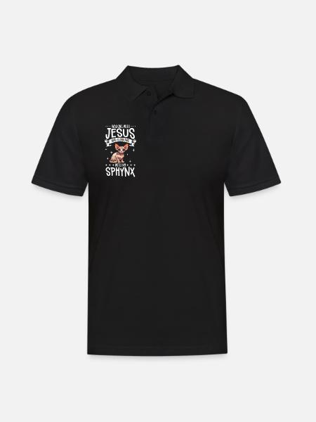 Jesus and my Sphynx - Men's Polo Shirt - black