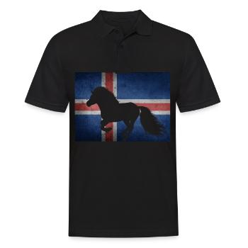 Icelandic horse flag Iceland rider gift idea - Men's Polo Shirt - black - Front - Kai (181cm)