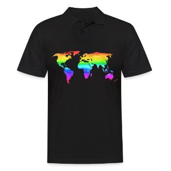 Carte du monde Couleurs colorées arc en ciel Coloré - Polo Homme - noir - Devant - Kai (181cm)