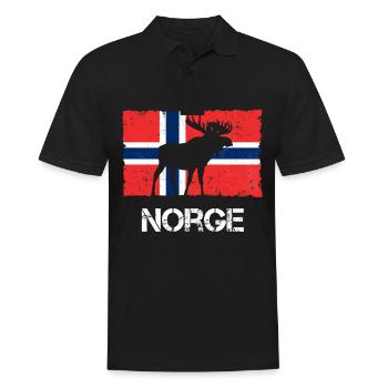 Norwegische Flagge Elch Norwegen Norge - Männer Poloshirt - Schwarz - Vorne - Kai (181cm)