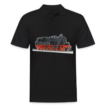 Steam locomotive train I railway locomotive realistic - Men's Polo Shirt - black - Front - Kai (181cm)