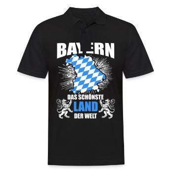 Bayern - Schönstes Land der Welt I Lustiger Spruch - Männer Poloshirt - Schwarz - Vorne - Kai (181cm)