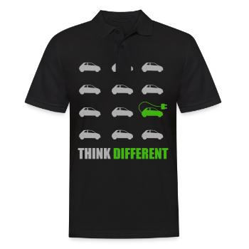 Think Different Elektroauto E-Auto Spruch I Klima - Männer Poloshirt - Schwarz - Vorne - Kai (181cm)