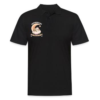 Offizielles Schlafshirt, Faultier, Blumen, Mond - Männer Poloshirt - Schwarz - Vorne - Kai (181cm)