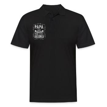 Papa Spruch, Superheld, Vintage-Look, Vatertag - Männer Poloshirt - Schwarz - Vorne - Kai (181cm)