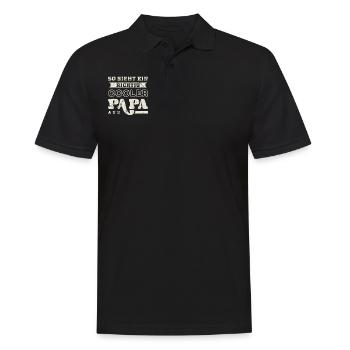Cooler Papa Spruch, Vintage Look, Vatertag - Männer Poloshirt - Schwarz - Vorne - Kai (181cm)