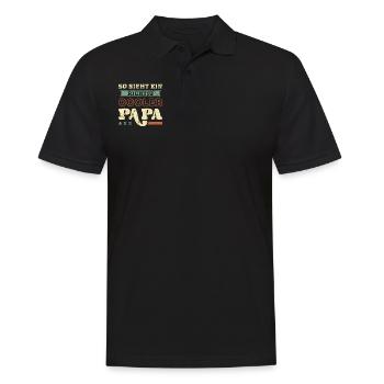 Cooler Papa Spruch, Vintage Look, Vatertag - Männer Poloshirt - Schwarz - Vorne - Kai (181cm)