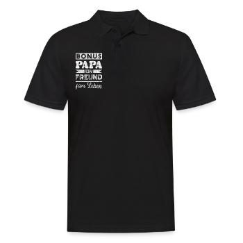 Bonus Papa Spruch, Stiefvater, Schwiegervater - Männer Poloshirt - Schwarz - Vorne - Kai (181cm)