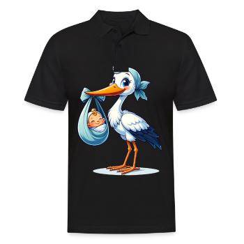 La cigogne apporte un bébé heureux - parfait - Polo Homme - noir - Devant - Kai (181cm)