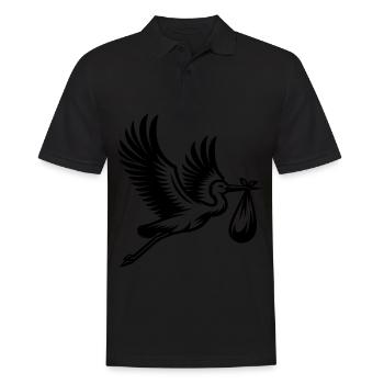 Cigogne avec bébé paquet illustration noir et blanc - Polo Homme - noir - Devant - Kai (181cm)