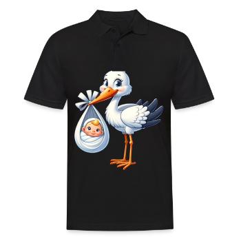 Stork brings baby happy welcome - Men's Polo Shirt - black - Front - Kai (181cm)