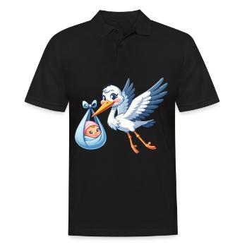 Niedlicher Klapperstorch Mit Baby Motiv - Männer Poloshirt - Schwarz - Vorne - Kai (181cm)