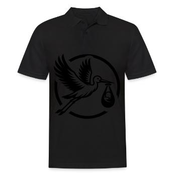 Stork with baby in beak line drawing - Men's Polo Shirt - black - Front - Kai (181cm)
