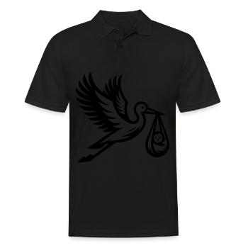 Cigogne avec bébé – symbole de naissance et de joie - Polo Homme - noir - Devant - Kai (181cm)