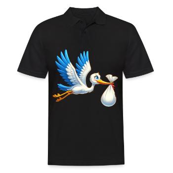 Niedlicher Storch Mit Babybündel Illustration - Männer Poloshirt - Schwarz - Vorne - Kai (181cm)