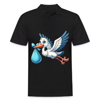 Happy stork with baby - Men's Polo Shirt - black - Front - Kai (181cm)
