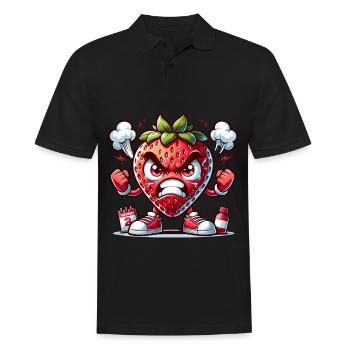 Fraise en colère dessin animé illustration - Polo Homme - noir - Devant - Kai (181cm)