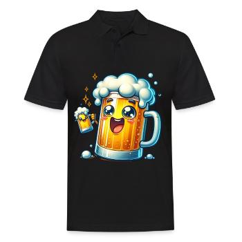 Cheerful beer mug with foam - Men's Polo Shirt - black - Front - Kai (181cm)