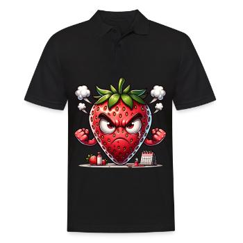 Fraise en colère dessin animé illustration - Polo Homme - noir - Devant - Kai (181cm)