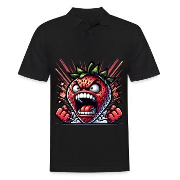 Fraise en colère bande dessinée - Polo Homme - noir - Devant - Kai (181cm)