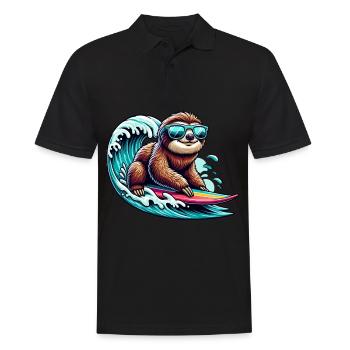 Surfeur paresseux avec lunettes de soleil sur vague - Polo Homme - noir - Devant - Kai (181cm)