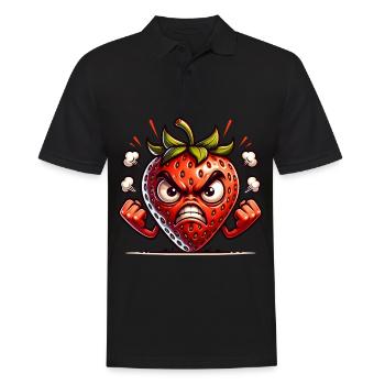 Wütende Erdbeere mit Comic-Stil - Männer Poloshirt - Schwarz - Vorne - Kai (181cm)