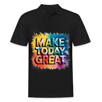 Mache Heute Großartig Mit Farbenfrohem Motiv - Männer Poloshirt - Schwarz - Vorne - Kai (181cm)