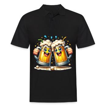 Cheerful beer mugs with foam - Men's Polo Shirt - black - Front - Kai (181cm)