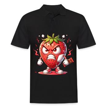 Verärgerte Erdbeere mit Schokolade Humor - Männer Poloshirt - Schwarz - Vorne - Kai (181cm)