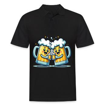 Chopes de bière heureuses Cheers Cartoon Design - Polo Homme - noir - Devant - Kai (181cm)