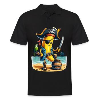 Banane pirate avec perroquet et sabre - Polo Homme - noir - Devant - Kai (181cm)