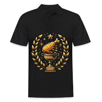 Goldene Pokal mit Hähnchenschenkel und Sternen - Männer Poloshirt - Schwarz - Vorne - Kai (181cm)
