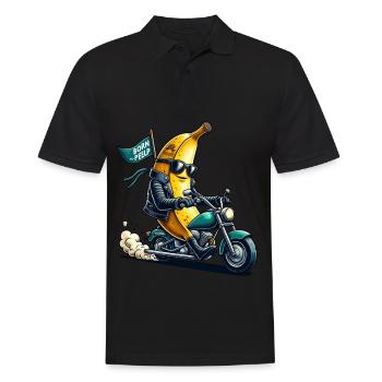 Bananen-Motorradfahrer Abenteuer: Born To Peelp - Männer Poloshirt - Schwarz - Vorne - Kai (181cm)