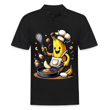 Lustige Kochbanane Mit Pfanne Und Schneebesen - Männer Poloshirt - Schwarz - Vorne - Kai (181cm)