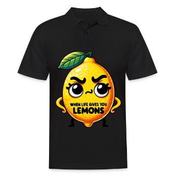 Quand la vie vous donne des citrons Lustige Zitrone - Polo Homme - noir - Devant - Kai (181cm)