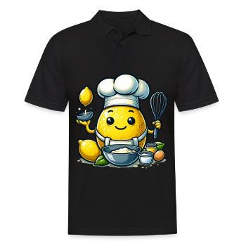 Fröhlicher Zitronenbäcker Mit Kochmütze - Männer Poloshirt - Schwarz - Vorne - Kai (181cm)