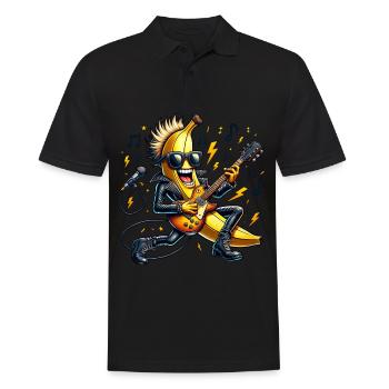 Rockige Banane Mit Gitarre Und Mikrofon - Männer Poloshirt - Schwarz - Vorne - Kai (181cm)