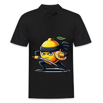 Zitronen-Ninja Kämpfer Cartoon Motiv - Männer Poloshirt - Schwarz - Vorne - Kai (181cm)