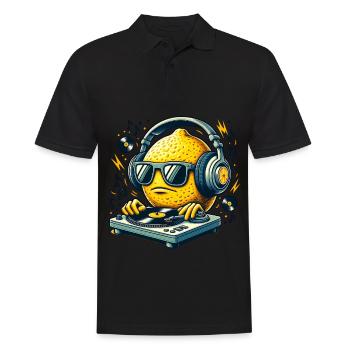 Zitronen-DJ Groovt Mit Kopfhörern - Männer Poloshirt - Schwarz - Vorne - Kai (181cm)