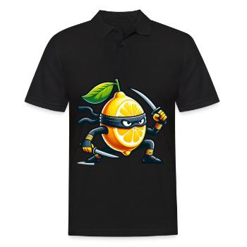 Ninja citron avec épée de samouraï - Polo Homme - noir - Devant - Kai (181cm)