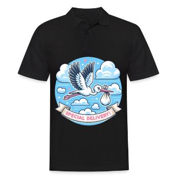 Besondere Lieferung Storch Wolken Himmel - Männer Poloshirt - Schwarz - Vorne - Kai (181cm)