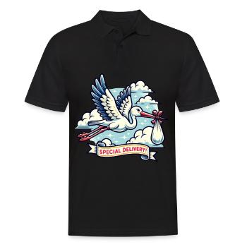 Arrivée spéciale avec cigogne et nuages - Polo Homme - noir - Devant - Kai (181cm)