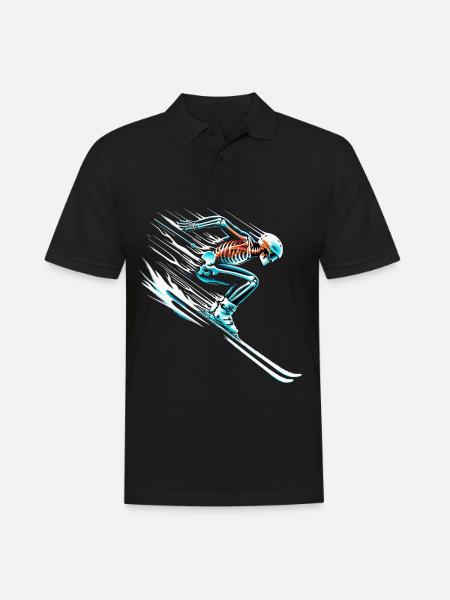 Skeleton Skier Action Design - Men's Polo Shirt - black
