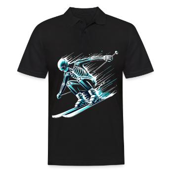 Skelett Skifahrer Voller Energie Und - Männer Poloshirt - Schwarz - Vorne - Kai (181cm)