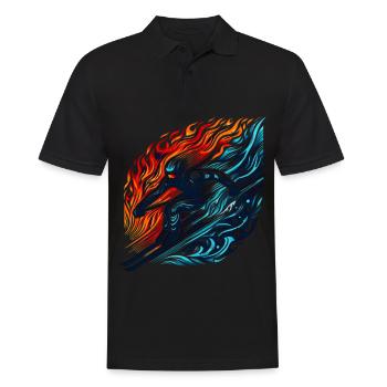 Dynamische Skiabfahrt im Feuer und Eis - Männer Poloshirt - Schwarz - Vorne - Kai (181cm)