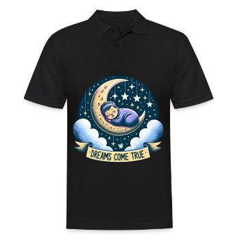 Dreams come true: moon-sleeping baby in the - Men's Polo Shirt - black - Front - Kai (181cm)
