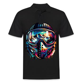 Paysage de montagne fascinant en lunettes de ski - Polo Homme - noir - Devant - Kai (181cm)