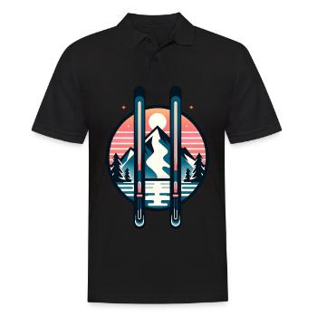 Ski Adventure Sunset Mountains - Men's Polo Shirt - black - Front - Kai (181cm)