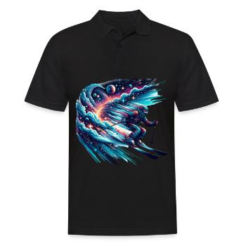 Cosmic skier in space - Men's Polo Shirt - black - Front - Kai (181cm)