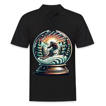Skiing adventures in the snow globe - Men's Polo Shirt - black - Front - Kai (181cm)